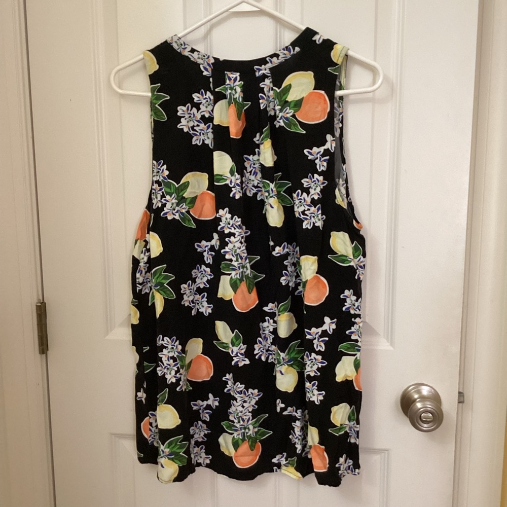 Crown & Ivy Black Floral and Fruit Tank Top - Picture 3 of 4